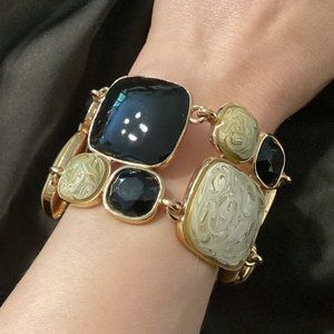 Kate Spade COBBLESTONE Gold-tone, Black & Beige Enamel Bracelet